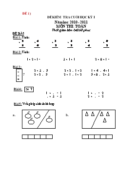 Bộ đề thi học kì 1 môn Toán Khối 1